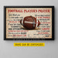 Personalized Football God Canvas Painting, Football Player's Prayer Sport Wall Art Decor, Poster Gift For Football Lover