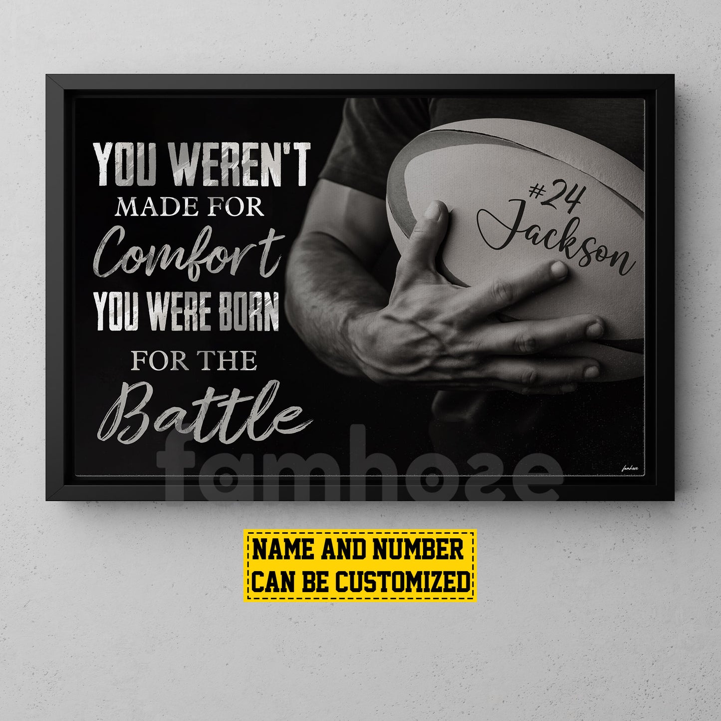Motivational Personalized Rugby Man Canvas Painting, You Were Born For The Battle Wall Art Decor, Poster Gift For Rugby Lovers