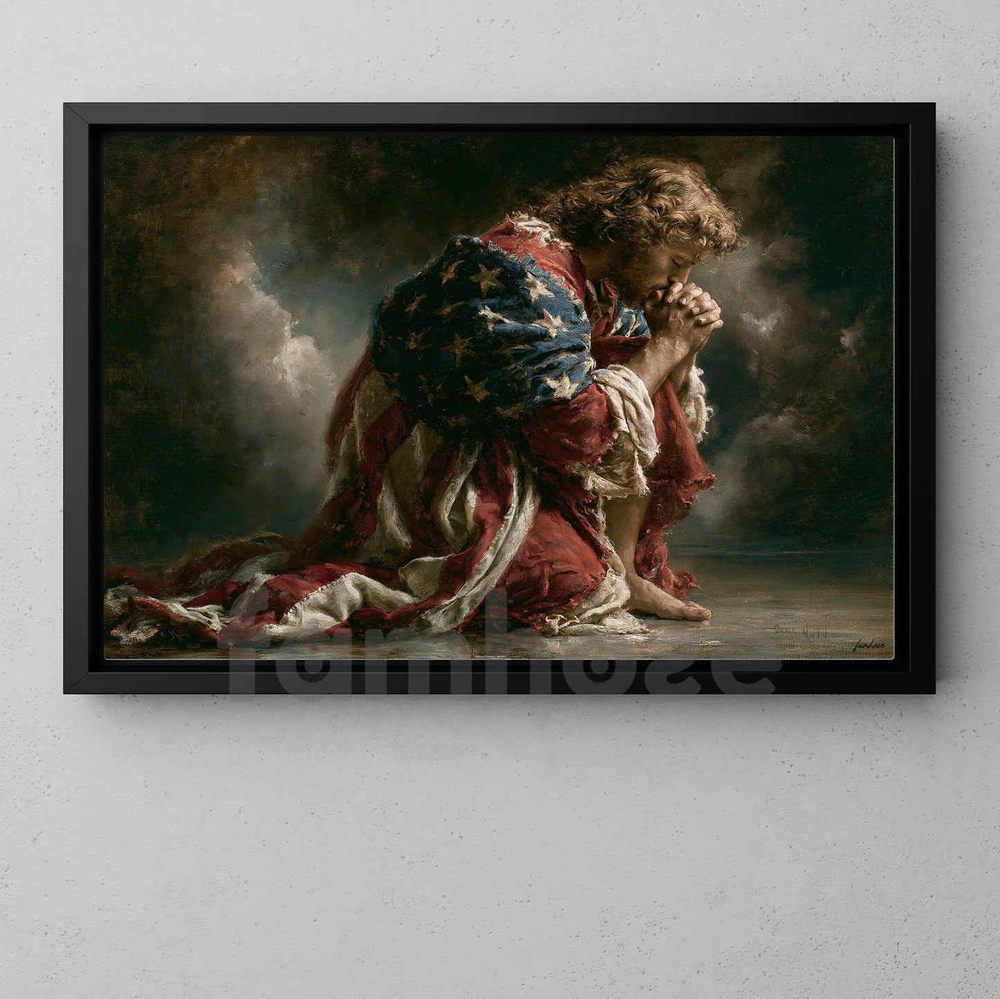 July 4th God Canvas Painting, Draped In Freedom Guided By Faith Wall Art Decor, Independence Day Poster Gift For Christian
