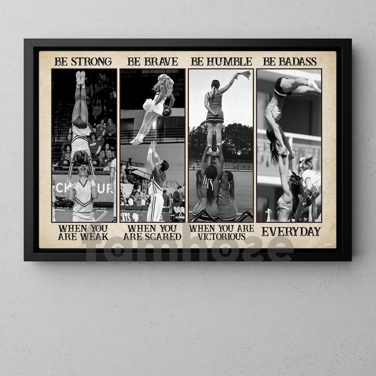 Motivational Cheerleading Canvas Painting, Be Strong, Brave, Humble And Badass Wall Art Decor, Poster Gift For Cheerleading Lovers