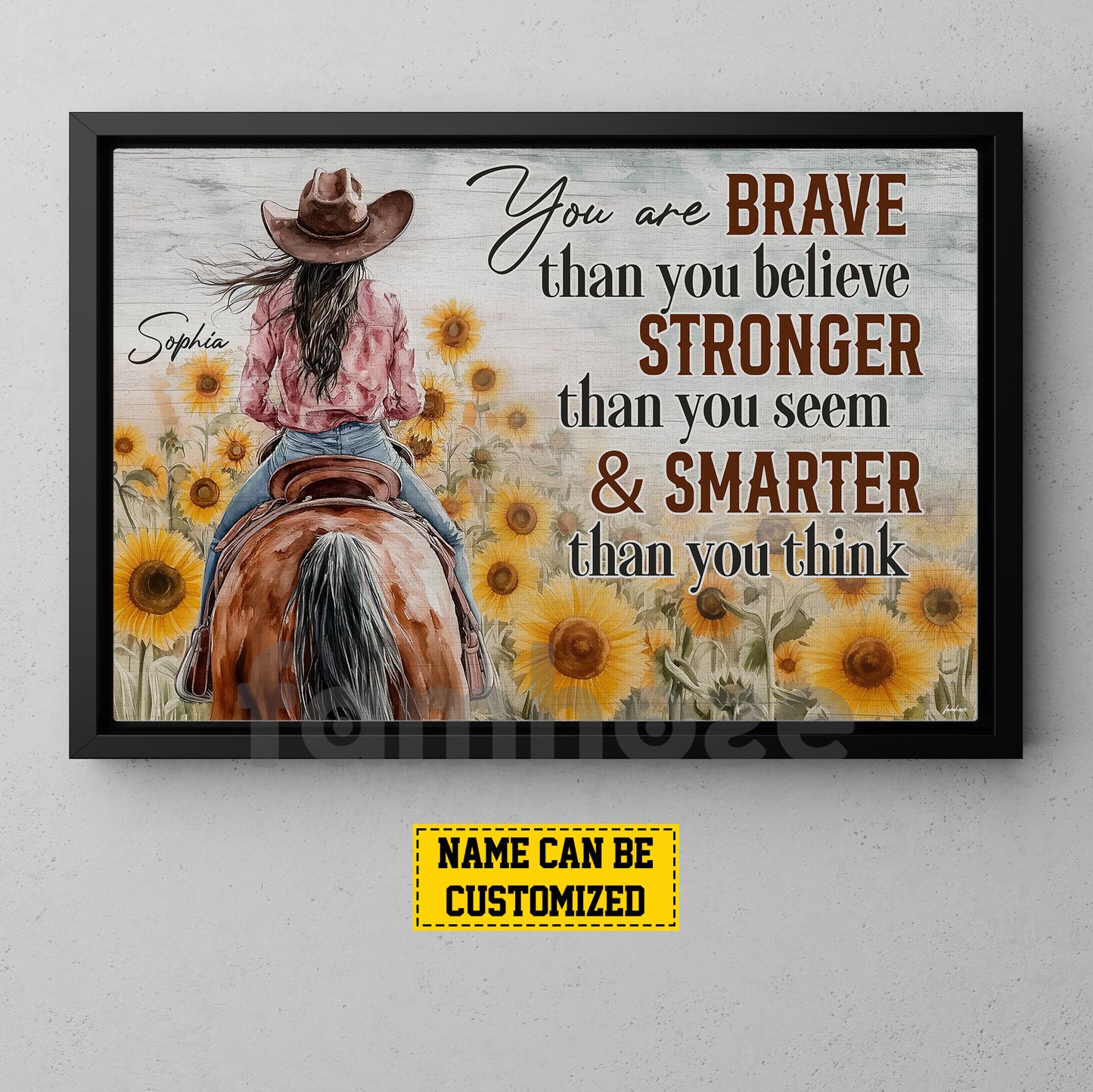 Motivational Personalized Cowgirl Canvas Painting, You Are Brave Wall Art Decor, Poster Gift For Cowgirl