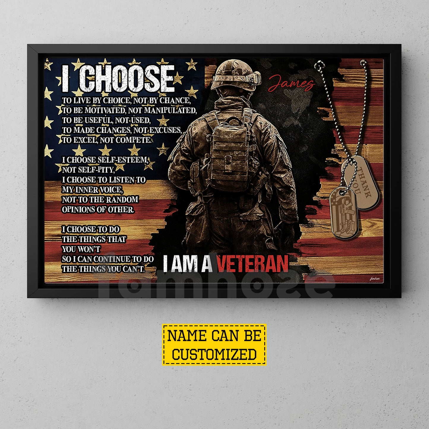 Personalized Veterans Canvas Painting, I Choose I'm A Veteran Wall Art Decor, Poster Gift For Former Soldiers