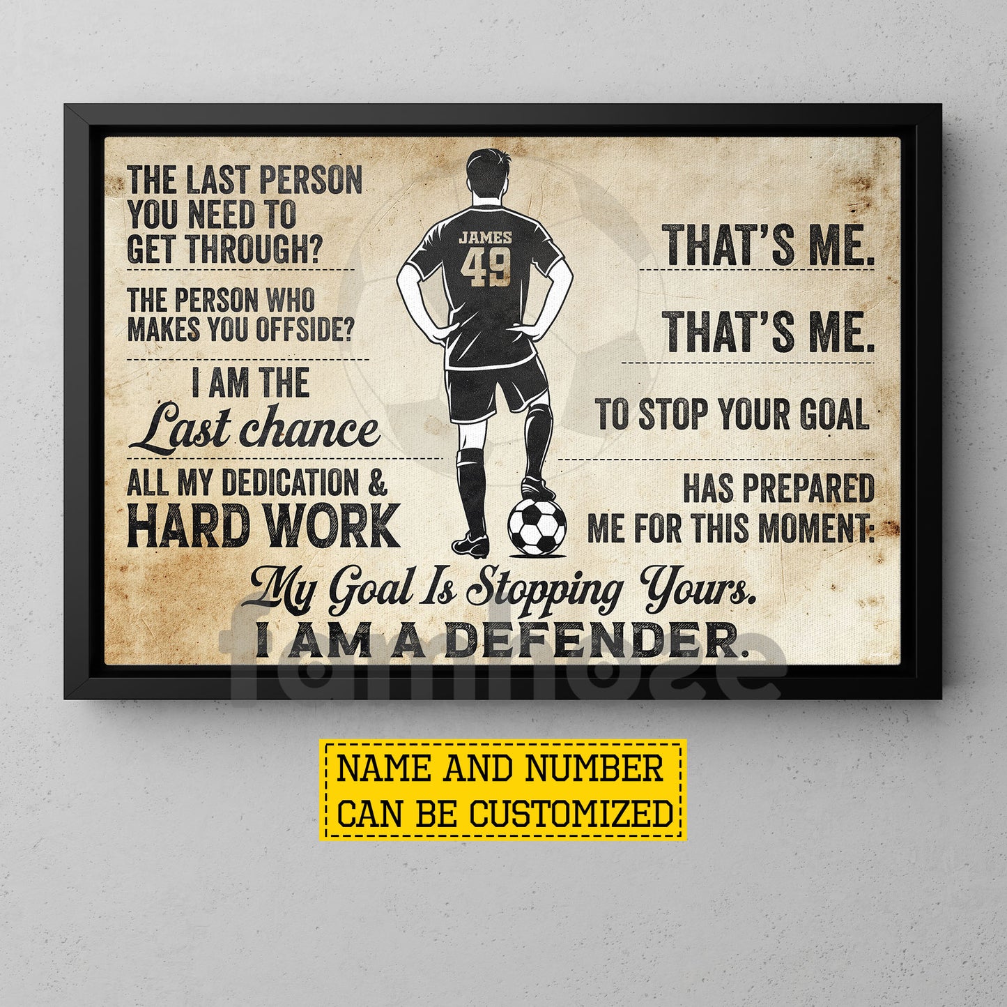 Personalized Defender Soccer Canvas Painting, I Am A Defender Sport Wall Art Decor, Poster Gift For Soccer Lover