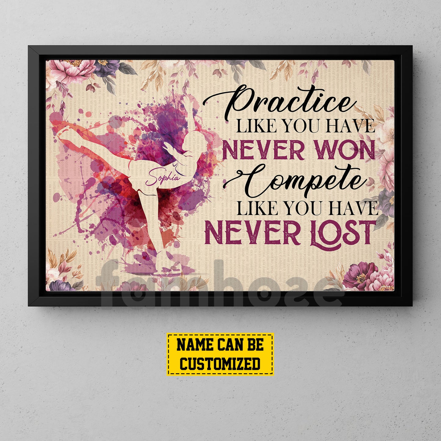 Motivational Personalized Ice Skating Girl Canvas Painting, Compete Like You Have Never Lost Sport Wall Art Decor, Poster Gift For Ice Skating Lovers