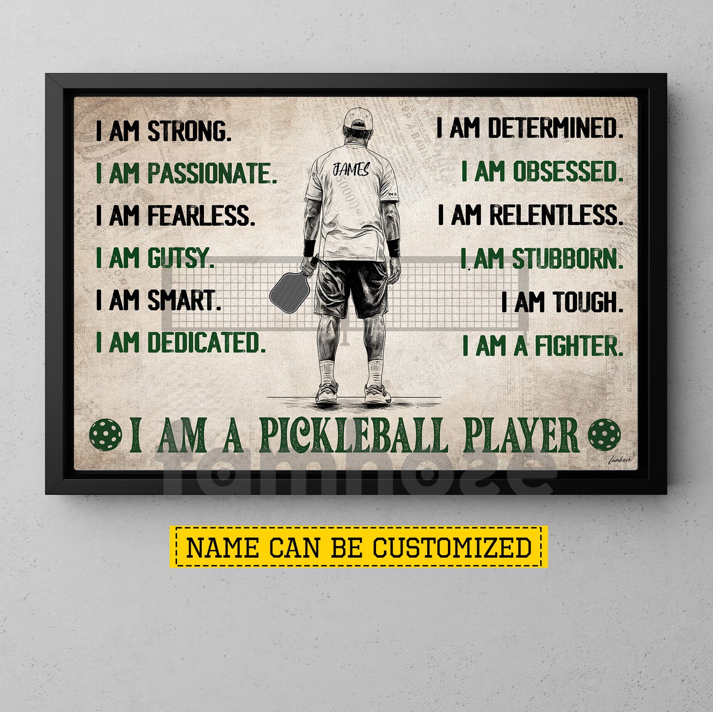 Personalized Pickleball Boy Canvas Painting, I Am A Pickleball Player Sport Wall Art Decor, Poster Gift For Pickleball Lover