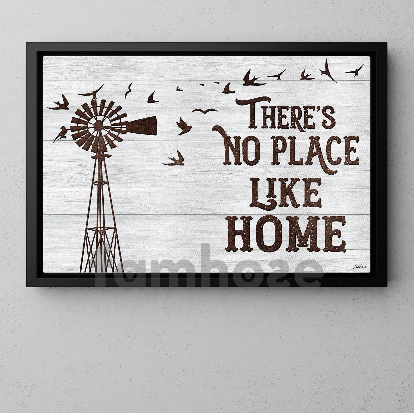 Rustic Farm Windmill Canvas Painting, There's No Place Like Home Wall Art Decor, Poster Gift For Farming Lover