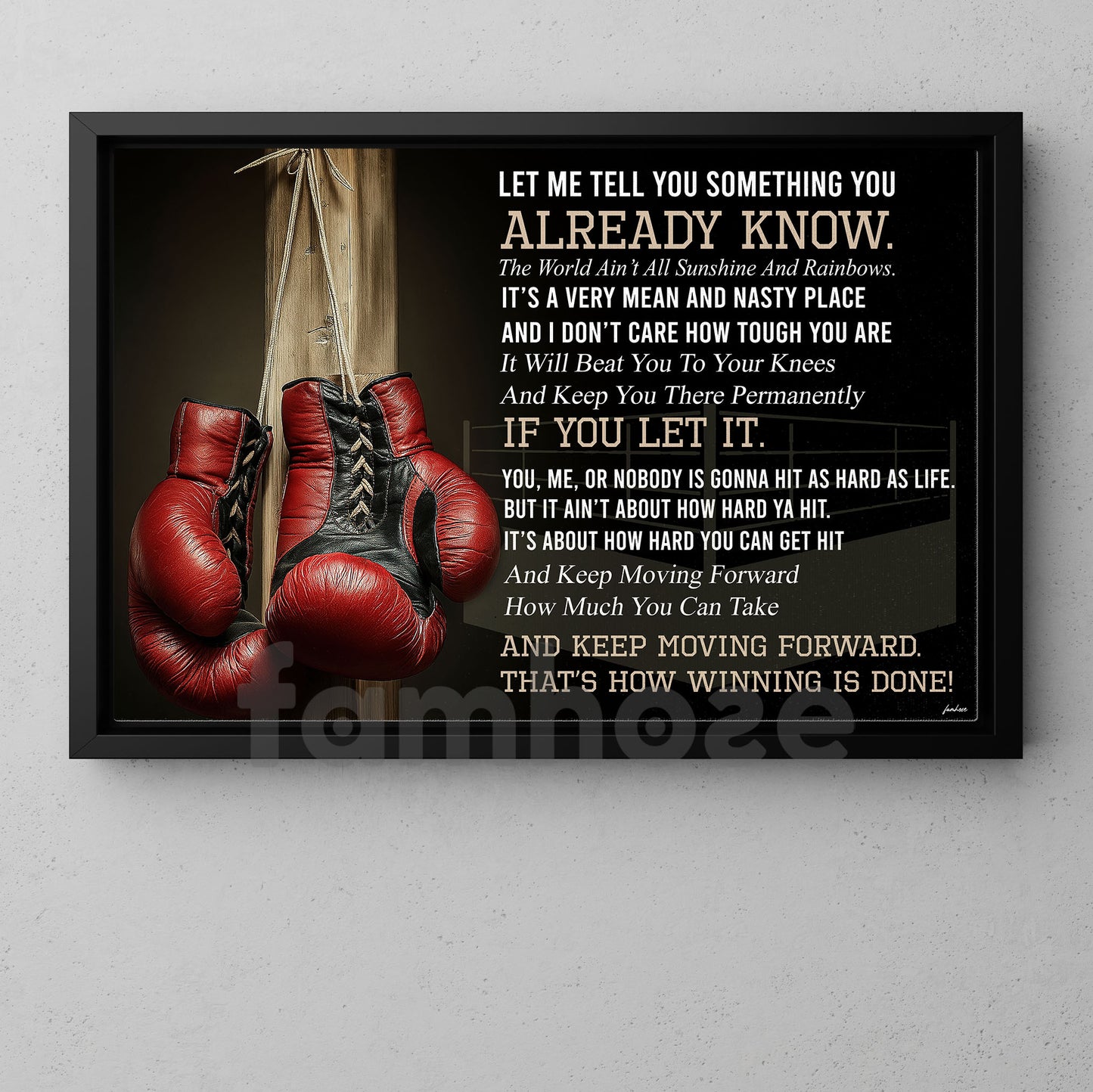Boxing Canvas Painting, Keep Moving Forward That's How Winning Is Done Sport Wall Art Decor, Poster Gift For Boxing Lover