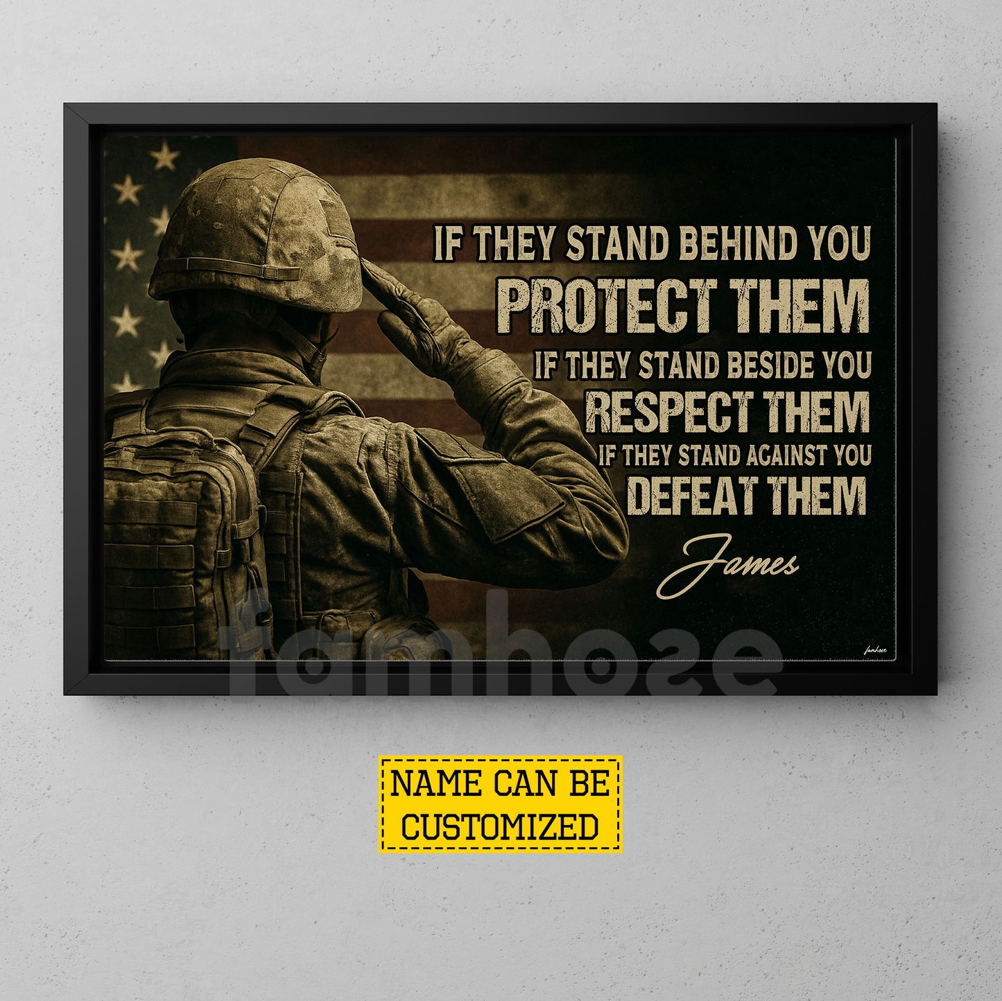 Personalized Veterans Day Canvas Painting, If They Stand Behind You Protect Them Wall Art Decor, Poster Gift For Former Soldiers
