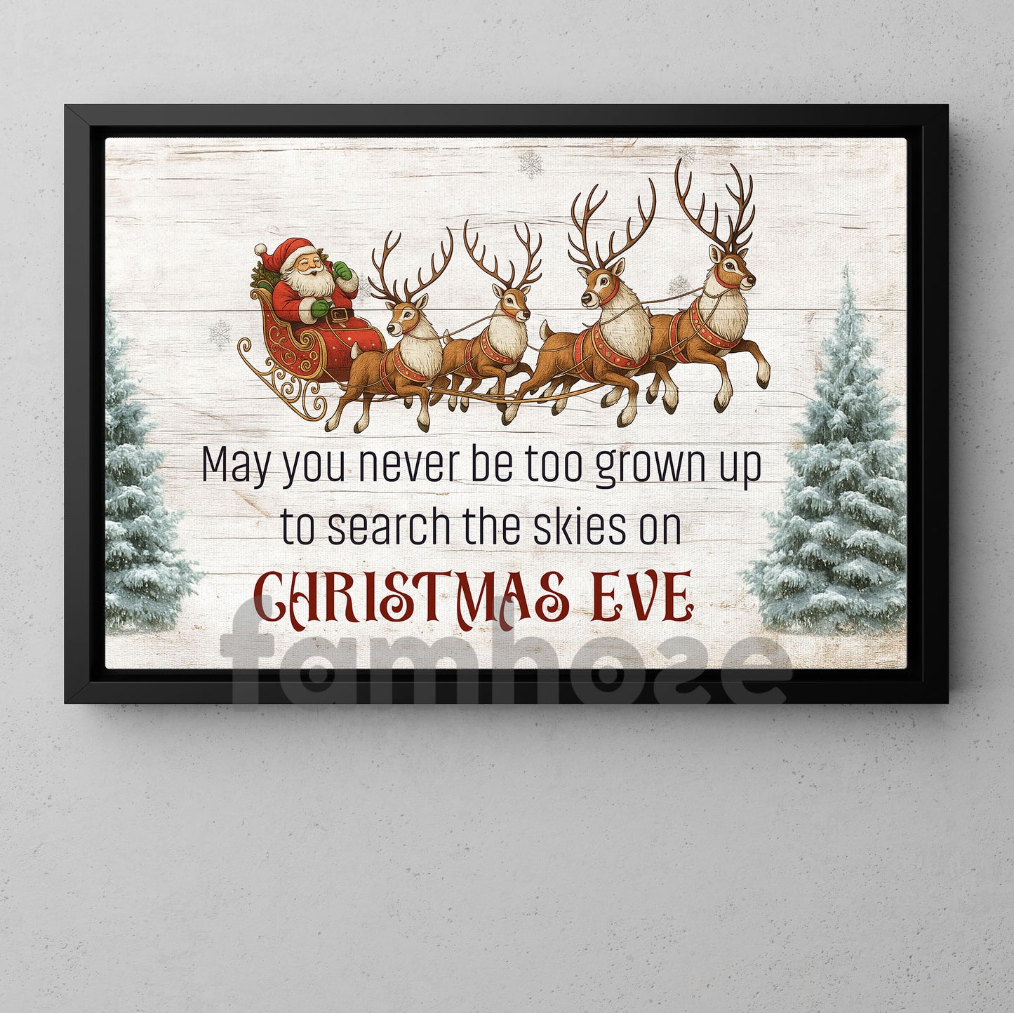 Christmas Quote Canvas Painting, May You Never Be Too Grown Up Wall Art Decor, Poster Gift To Decor House Or Office