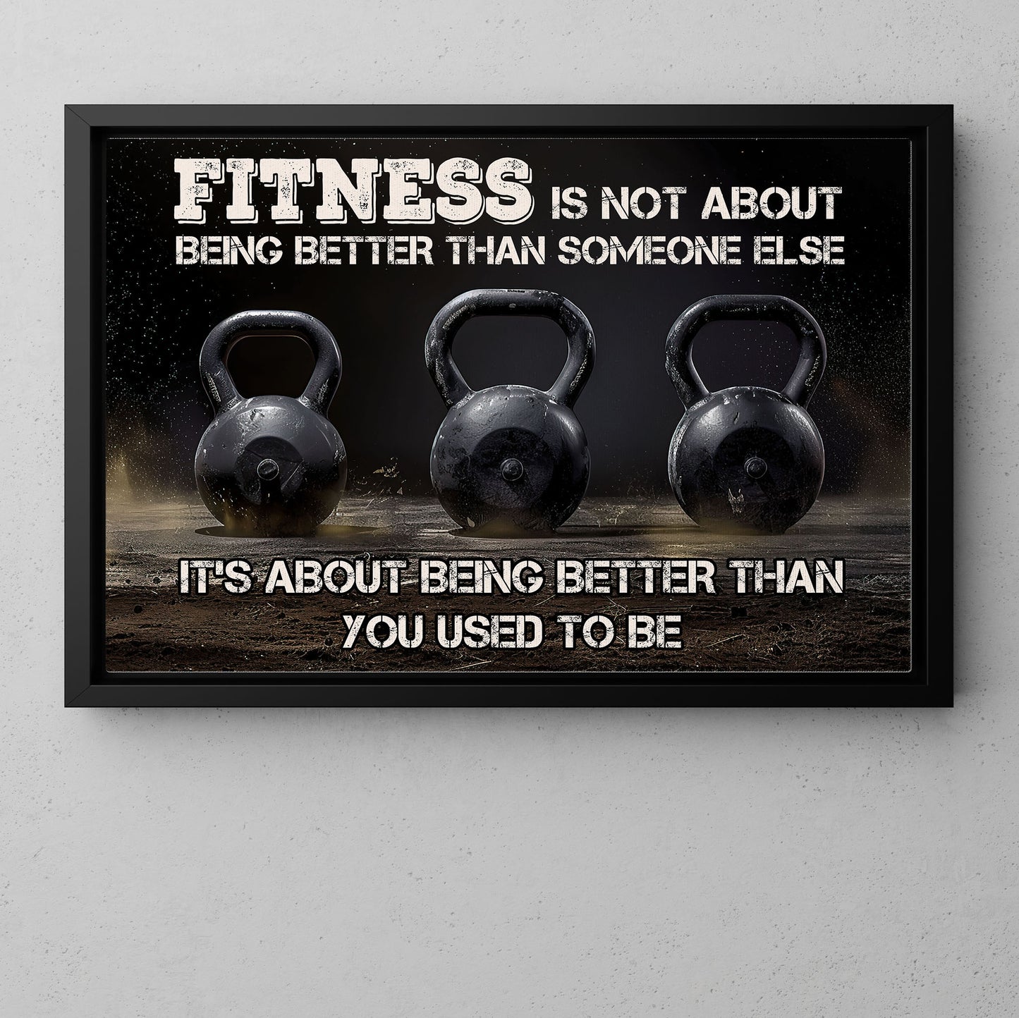 Gym Canvas Painting, Fitness Is Not About Being Better Than Someone Else, Motivational Fitness Quotes Wall Art Decor, Ideal Poster Gift For Sports Enthusiasts