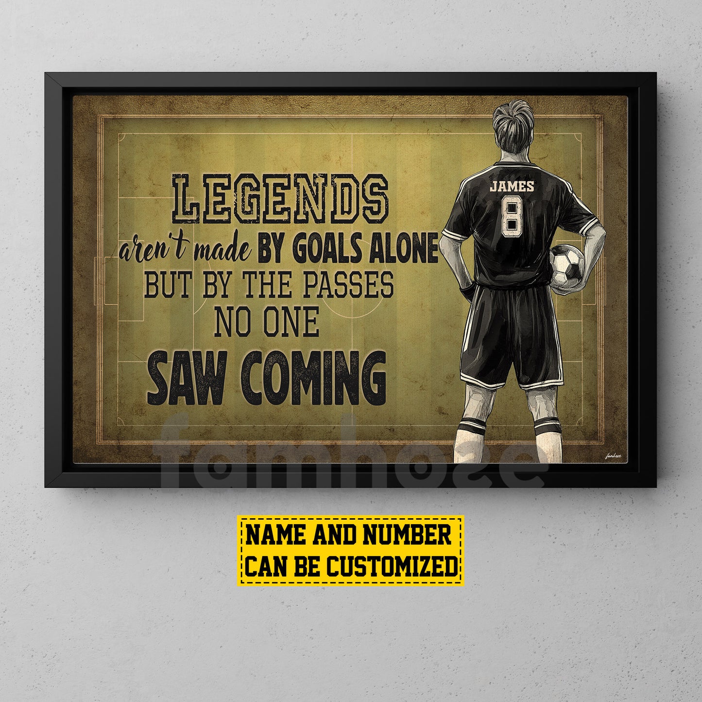 Personalized Soccer Man Midfielder Canvas Painting, Legends Aren't Made By Goals Alone Sport Wall Art Decor, Poster Gift For Soccer Lovers