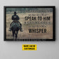 Personalized Cowboy Riding Horse Canvas Painting, A Great Rider Can Hear His Horse Whisper Wall Art Decor, Poster Gift For Cowboy Lovers