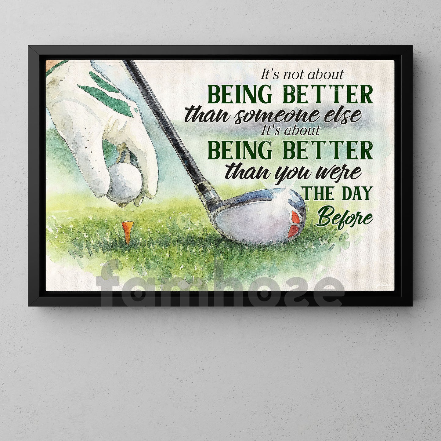 Motivational Golf Canvas Painting, It's Not About Being Better Than Someone Else Sport Wall Art Decor, Poster Gift For Golf Lover