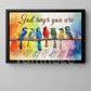 God Says You Are, Bird Art with Bible Verses Canvas Painting, Motivational Wall Art Decor, Poster Gift for Decoring Office, Living Room, or Workspace