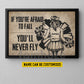 Motivational Personalized Cheerleading Girl Canvas Painting, If You're Afraid To Fall You'll Never Fly Wall Art Decor, Poster Gift For Cheerleading Lovers