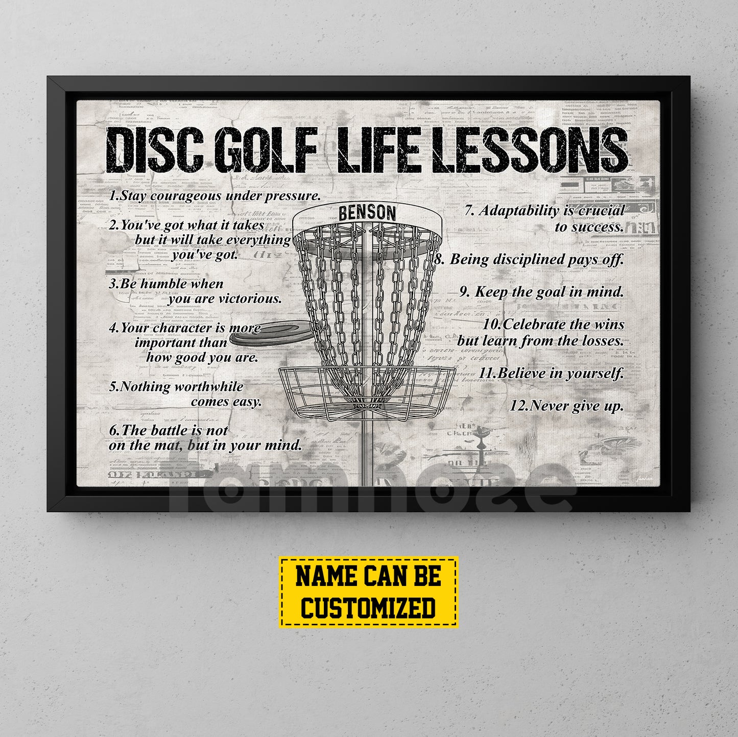 Motivational Personalized Disc Golf Canvas Painting, Disc Golf Life Lessons Sport Wall Art Decor, Poster Gift For Disc Golf Lovers