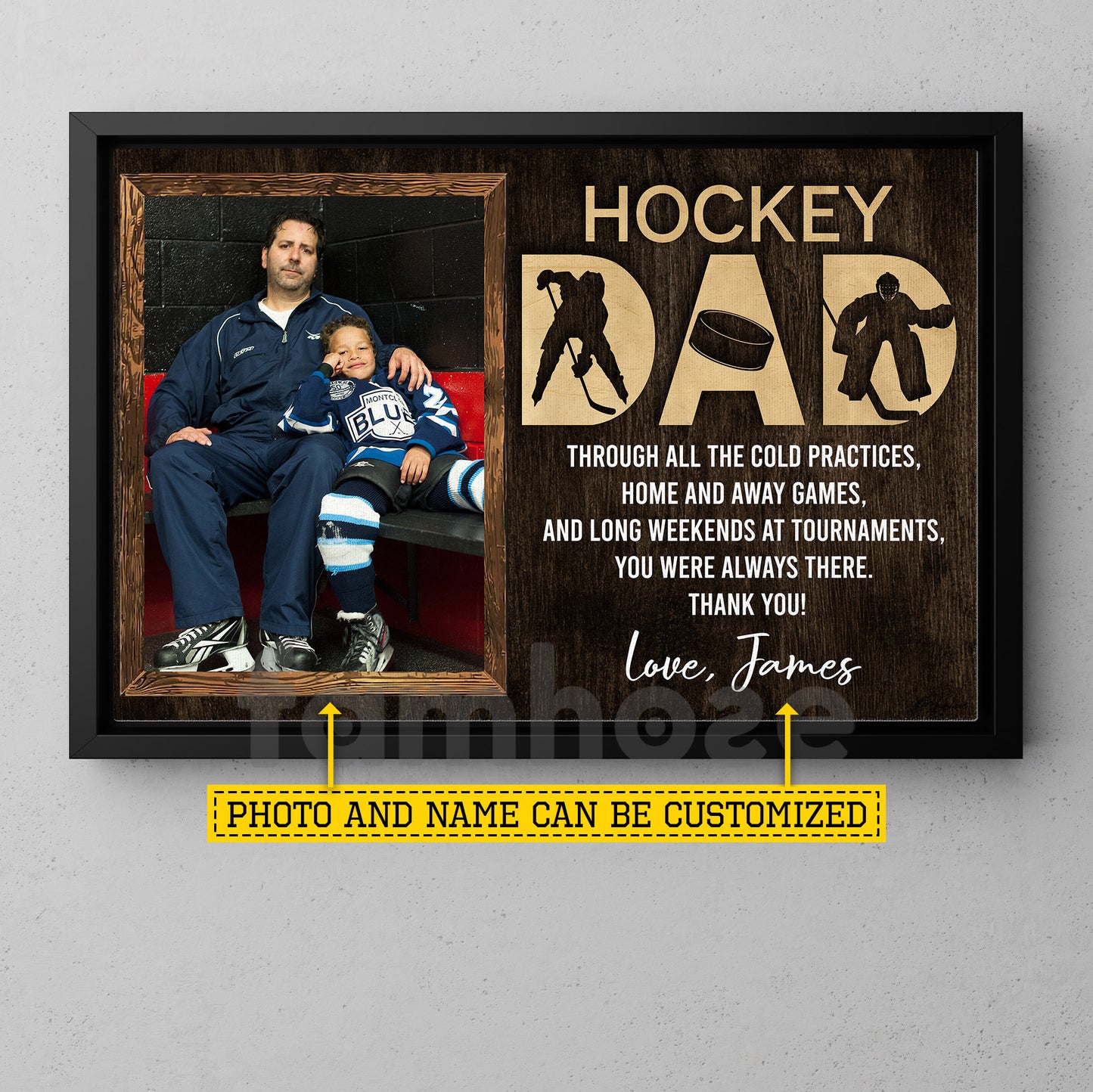 Personalized Hockey Dad Canvas Painting, Through All The Cold Practices Sport Wall Art Decor, Poster Father's Day Gift For Hockey Lover