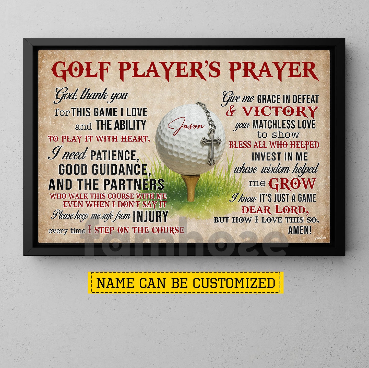 Personalized Golf God Canvas Painting, Golf Player's Prayer Sport Wall Art Decor, Poster Gift For Golf Lover