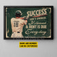 Personalized Baseball Man Canvas Painting, Success Isn't Owned It's Leased Sport Wall Art Decor, Poster Gift For Baseball Lovers