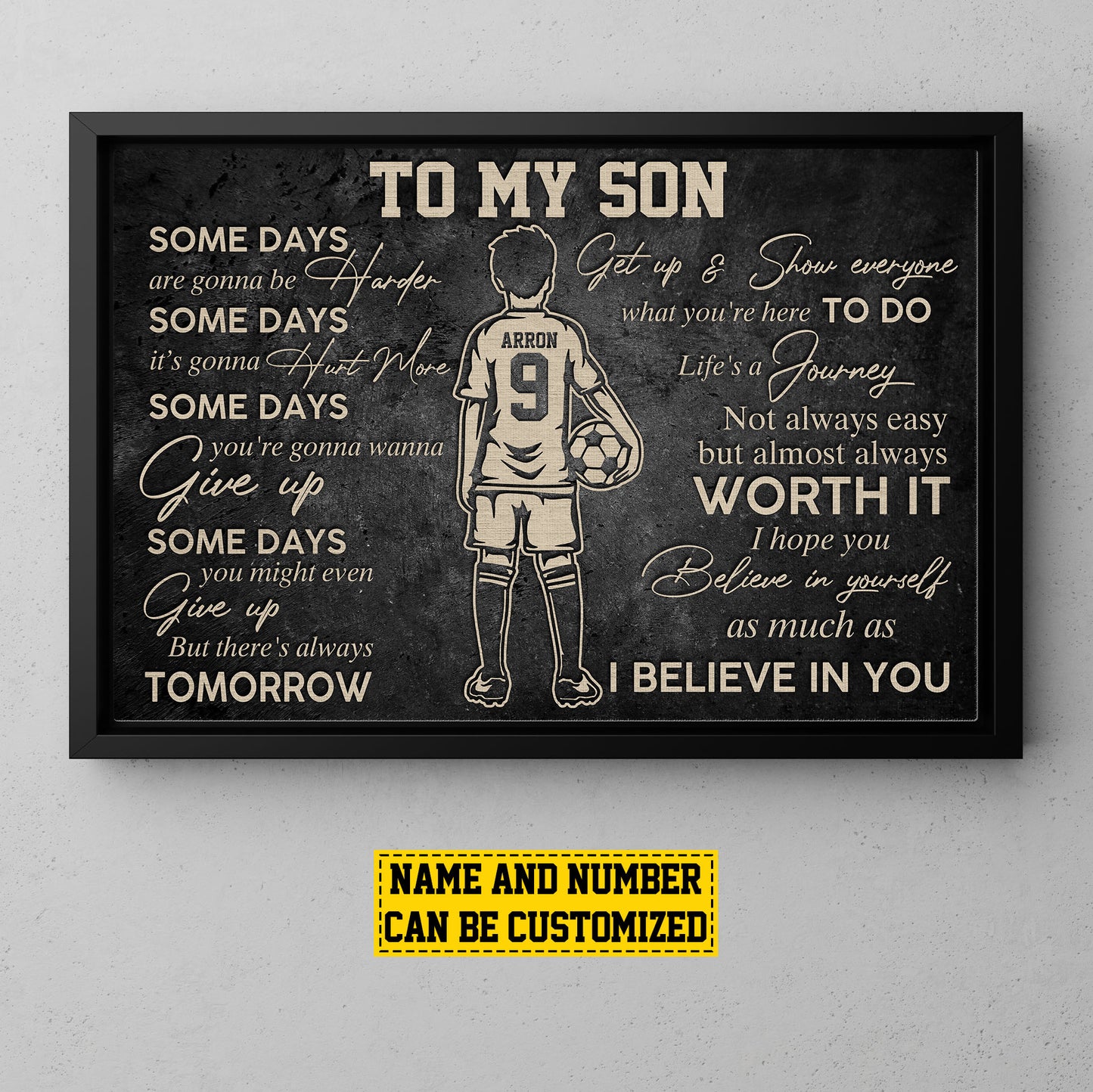 Personalized Motivational Soccer Boy Canvas Painting, To My Son Life's A Journey, Sports Quotes Wall Art Decor, Poster Gift For Soccer Lovers, Gift For Son From Dad,Mom