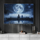 Halloween Meditation Witch Ghost Canvas Painting, Night Yoga With Witch And Ghost Wall Art Decor, Spooky Season Poster Gift For Meditator, Witch Lovers