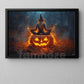 Halloween Meditation Witch Canvas Painting, A Witch Sits Cross Wall Art Decor, Spooky Season Poster Gift For Meditator, Witch Lovers