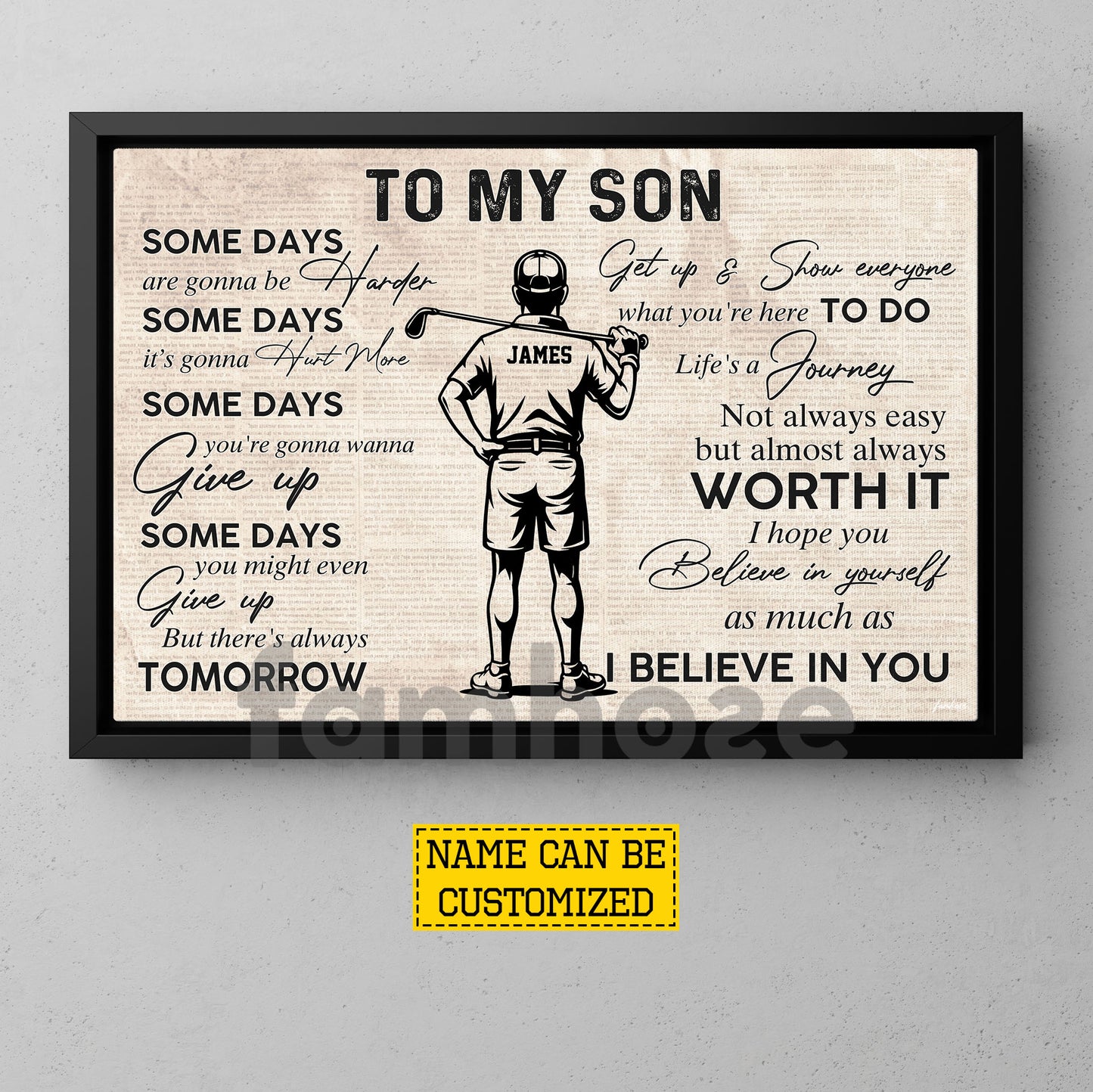 Personalized Golf Canvas Painting, To My Son I Believe In You Sport Wall Art Decor, Poster Gift For Golf Lover