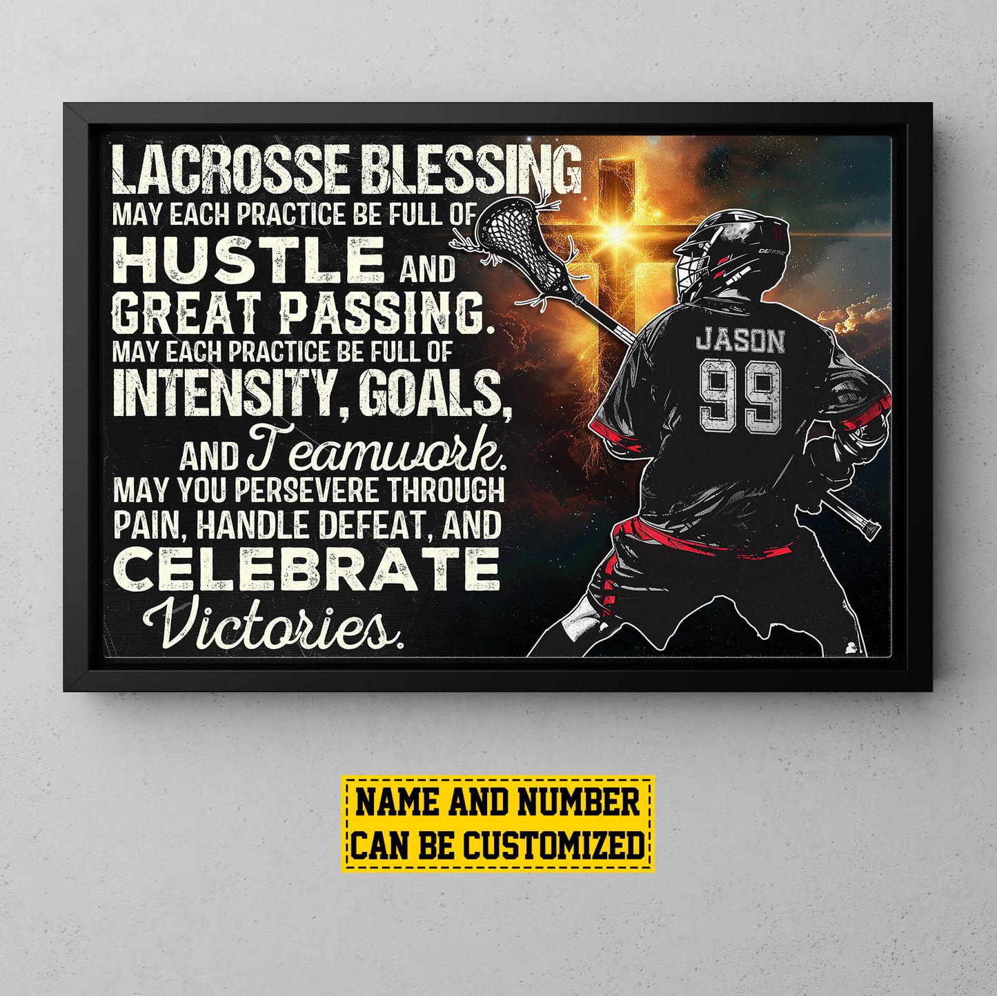 Personalized Motivational Lacrosse Canvas Painting, Lacrosse Blessing, Sports Quotes Wall Art Decor, Poster Gift For Lacrosse Lovers, Lacrosse Boys