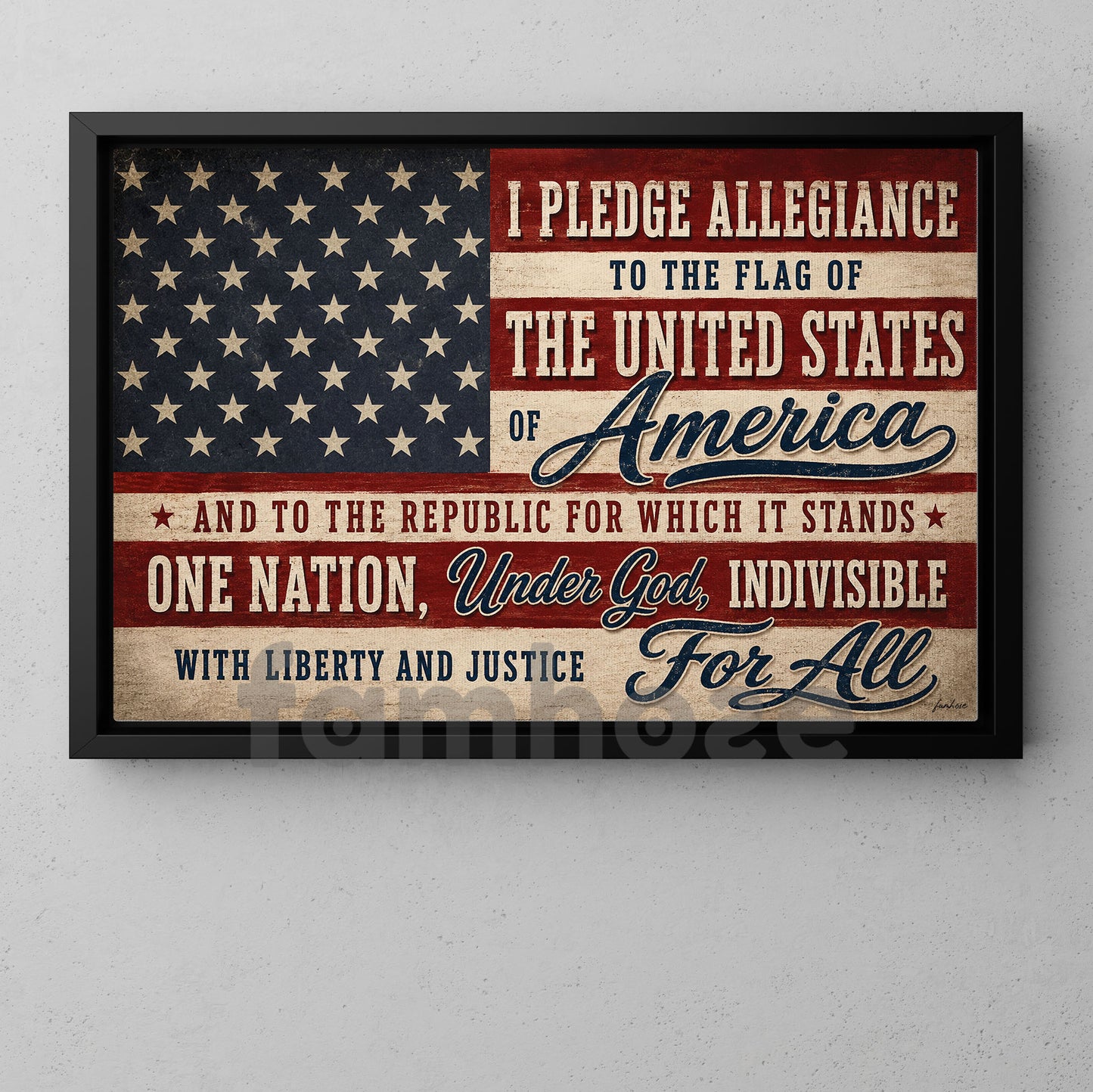 July 4th Canvas Painting, One Nation Under God Wall Art Decor, Independence Day Poster Gift For Christian