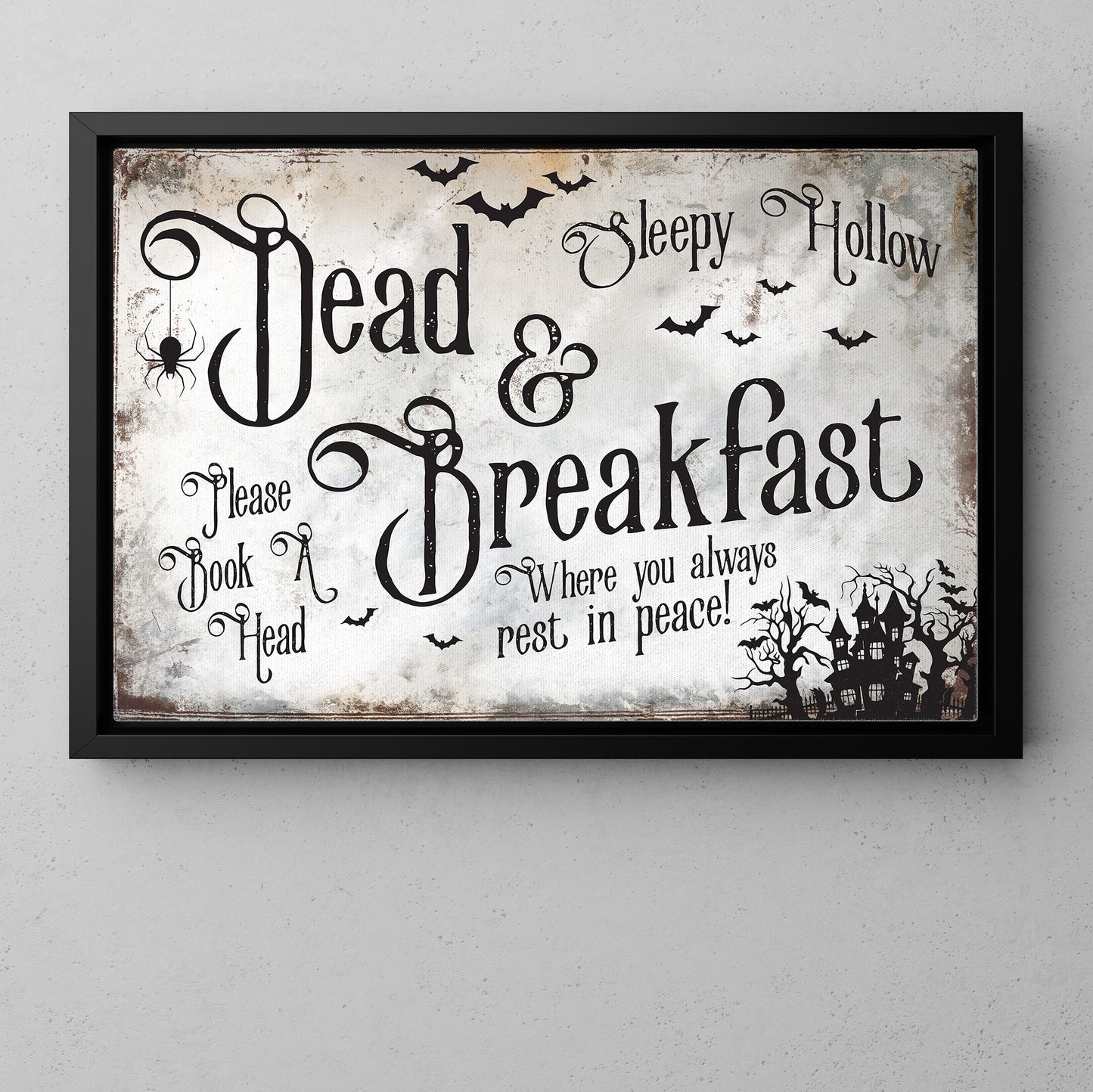 Dead Breakfast Sleepy Hollow, Halloween Canvas Painting, Spooky Season Wall Art Decor, Halloween Poster Gift