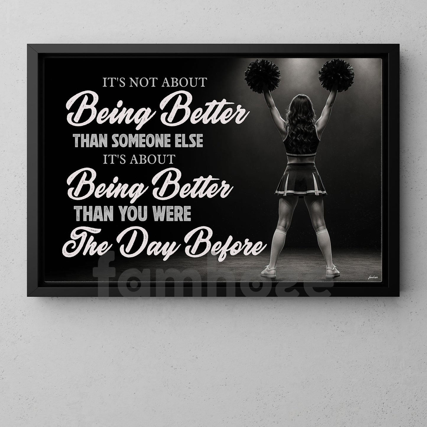 Motivational Cheerleading Girl Canvas Painting, It's About Being Better Wall Art Decor, Poster Gift For Cheerleading Lovers