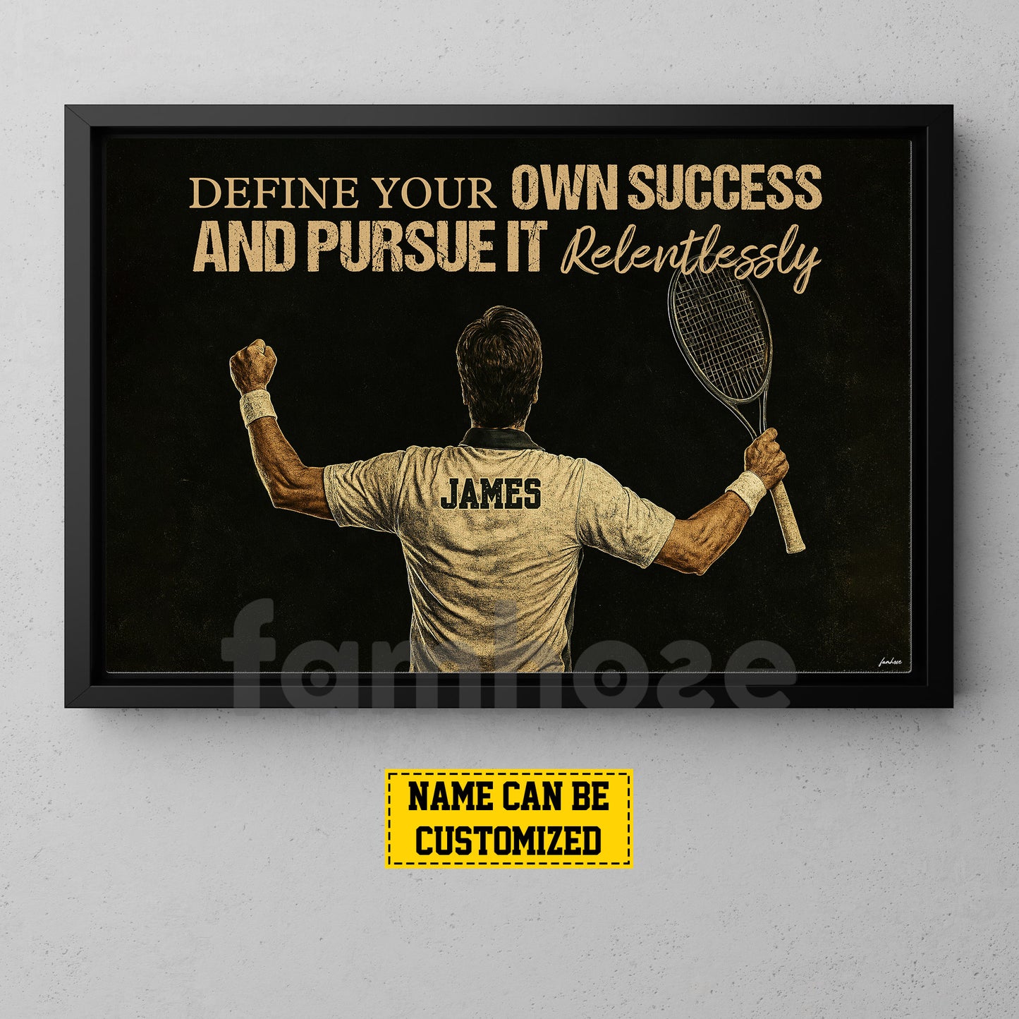 Motivational Personalized Tennis Man Canvas Painting, Define Your Own Success Sport Wall Art Decor, Poster Gift For Tennis Lovers