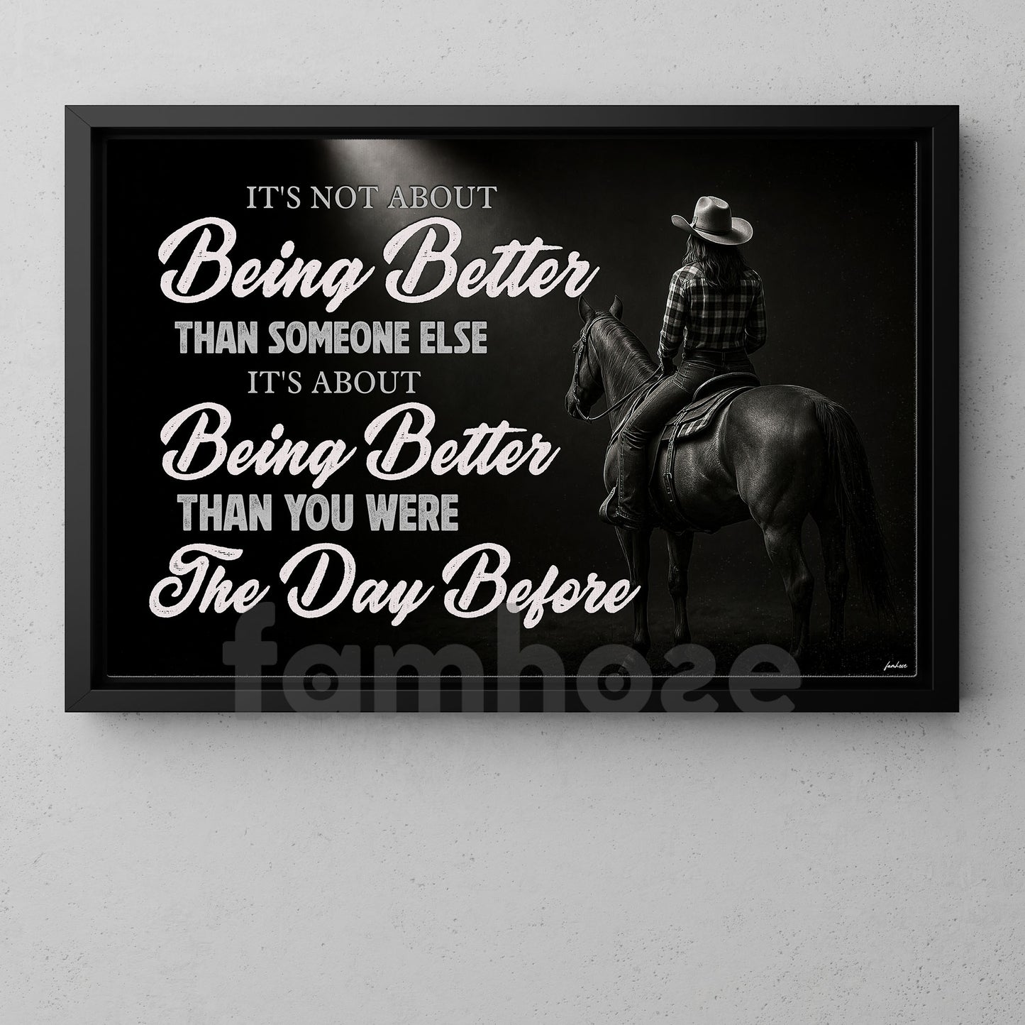 Motivational Cowgirl Canvas Painting, It's About Being Better Wall Art Decor, Poster Gift For Cowgirl Lovers