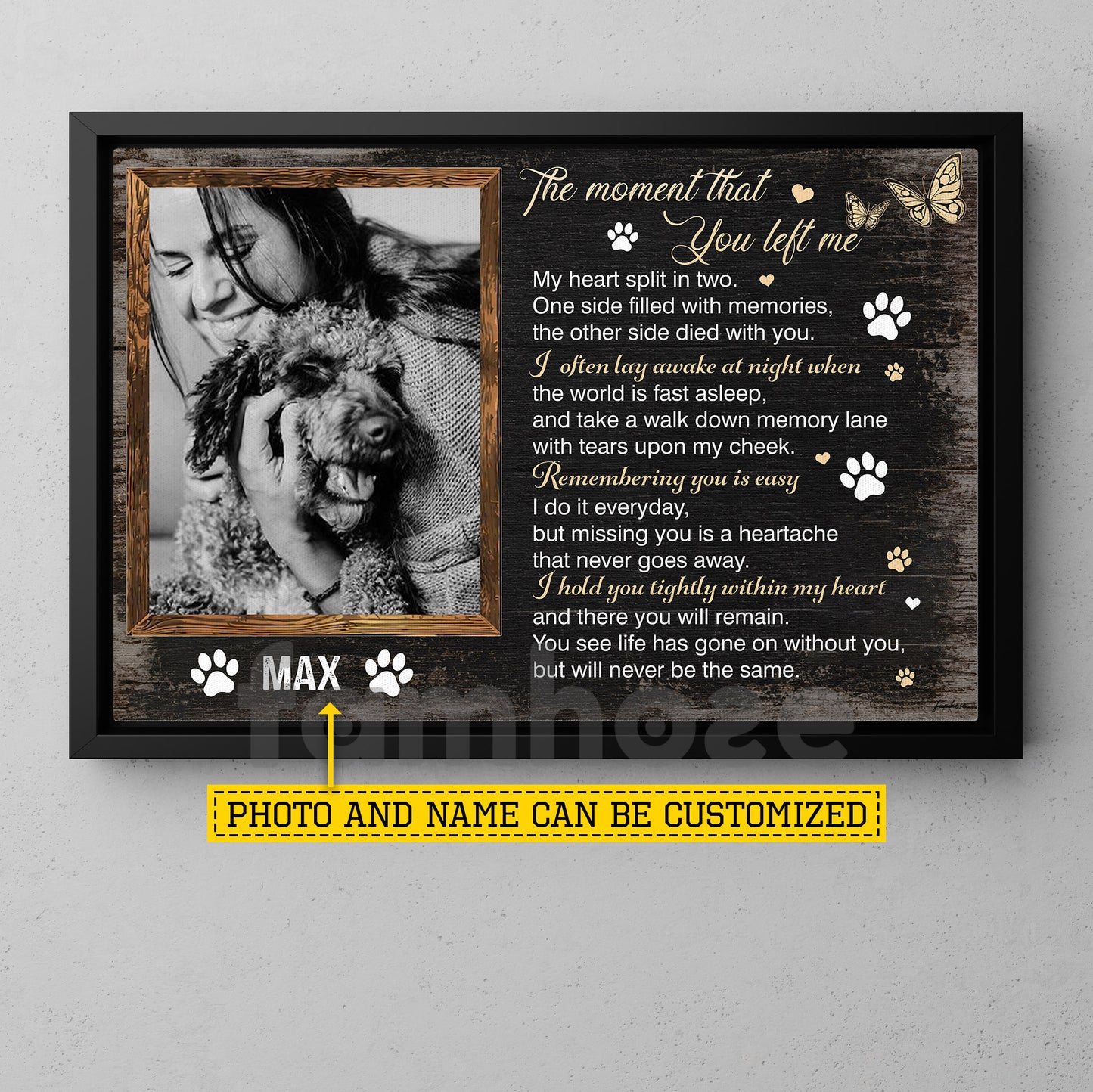 Personalized Dog Loss Keepsake & Memories Canvas Painting, The Moment That You Left Me Wall Art Decor, Poster Gift For Dog Lovers