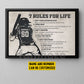 Motivational Personalized Softball Woman Canvas Painting, 7 Rules For Life Sport Wall Art Decor, Poster Gift For Softball Lovers