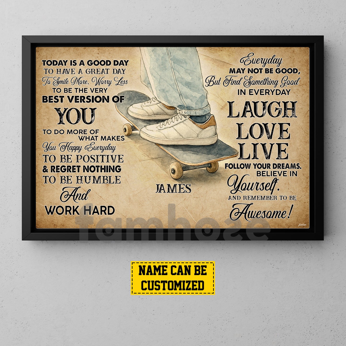 Motivational Personalized Skateboarding Canvas Painting, Today Is A Good Day Sport Wall Art Decor, Poster Gift For Skateboarding Lovers