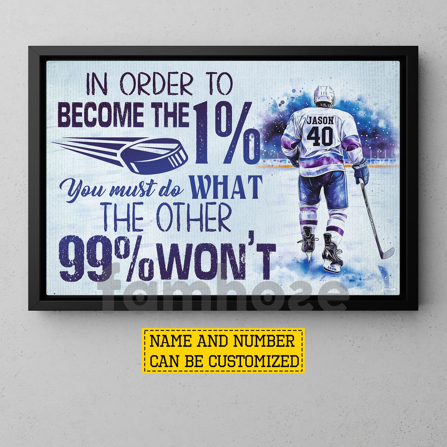 Motivational Personalized Hockey Man Canvas Painting, In Order To Become The 1% Sport Wall Art Decor, Poster Gift For Hockey Lover