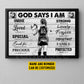 Personalized Volleyball Girl Canvas Painting, God Says I Am, Sports Quotes Wall Art Decor, Poster Gift For Volleyball Lovers