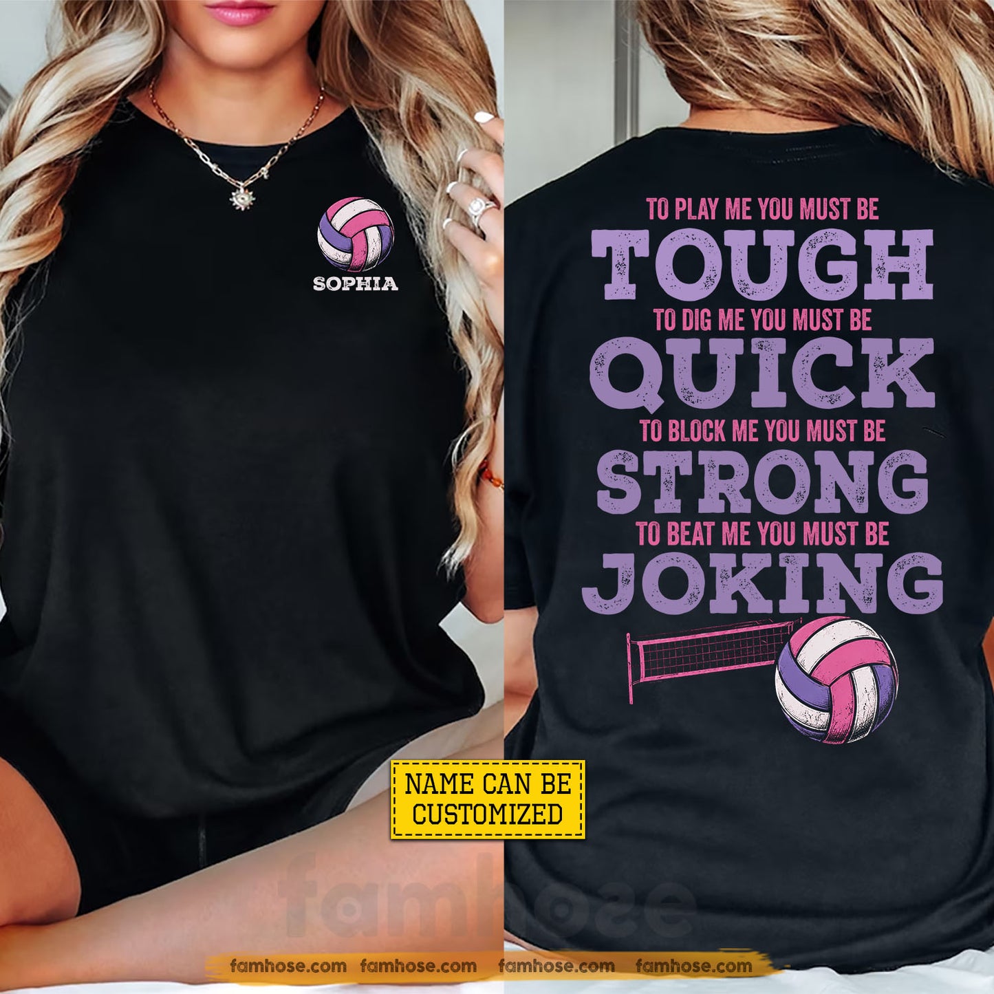 Personalized Volleyball Two-sided T-shirt, To Beat Me You Must Be Joking Sport Tees Gift For Volleyball Lover