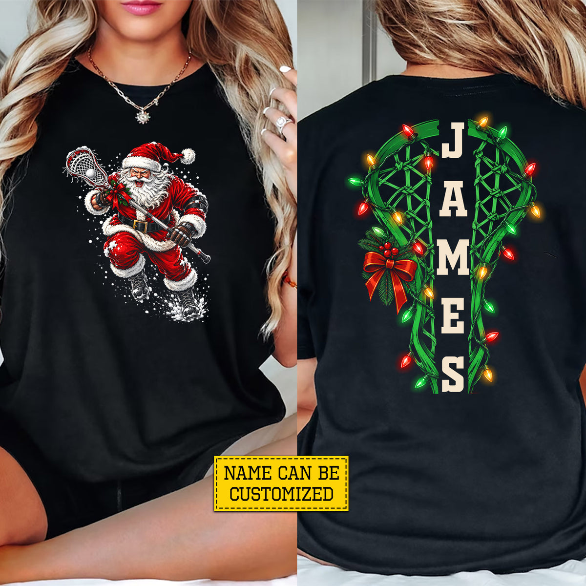 Personalized Christmas Lacrosse Two-sided T-shirt, Laxmas Is Coming Sport Tees, Xmas Gift For Lacrosse Lover