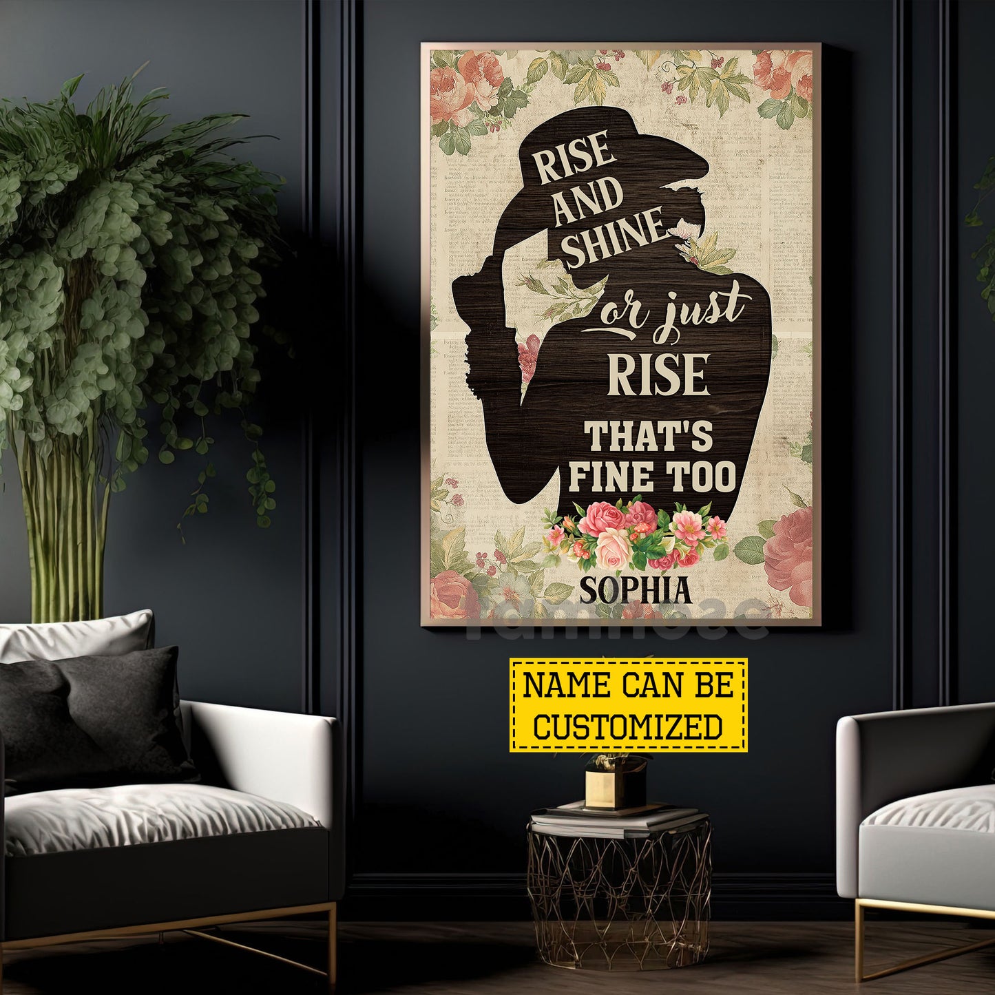 Motivational Personalized Horse Riding Girl Canvas Painting, Rise And Shine Wall Art Decor, Poster Gift For Horse Girl