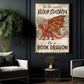 Funny Book Canvas Painting, In The World Bookworm Be A Book Dragon Wall Art Decor, Poster Gift For Dragon Lovers