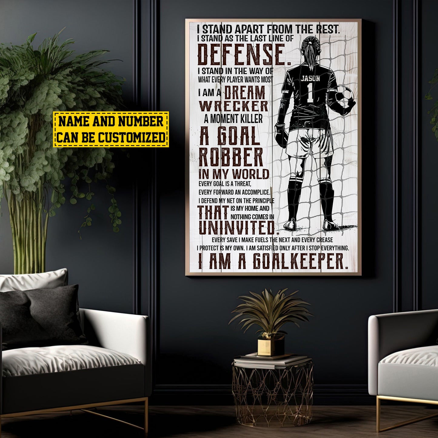 I Am A Goalkeeper, Personalized Goalkeeper Girl Canvas Painting, Sports Quotes Wall Art Decor, Poster Gift For Goalkeeper Lovers