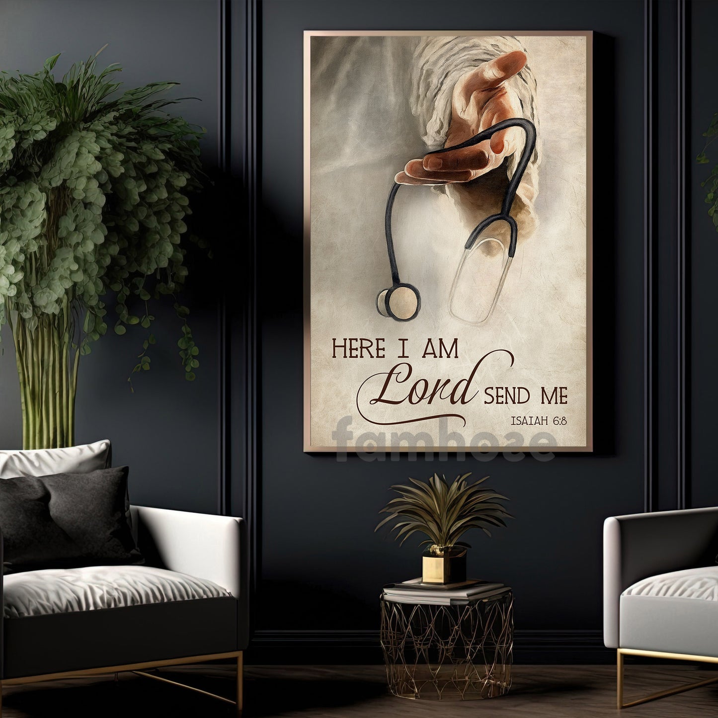 Nurse & God Canvas Painting, Here I Am Lord Send Me Wall Art Decor, Poster Gift For Nurse Lovers