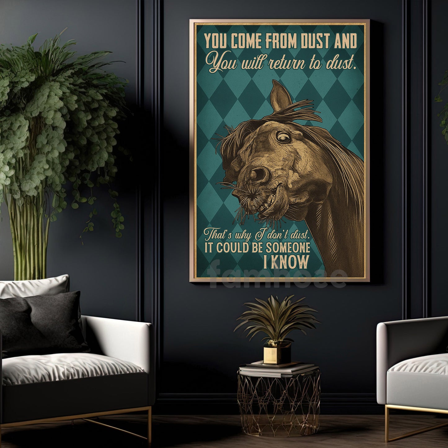 Funny Horse Canvas Painting, You Come From Dust Wall Art Decor, Poster Gift For Horse Lover