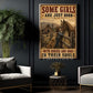 Cowgirl Girl Horse Dog Canvas Painting, Some Girls Are Just Born Wall Art Decor, Poster Gift For Cowgirl