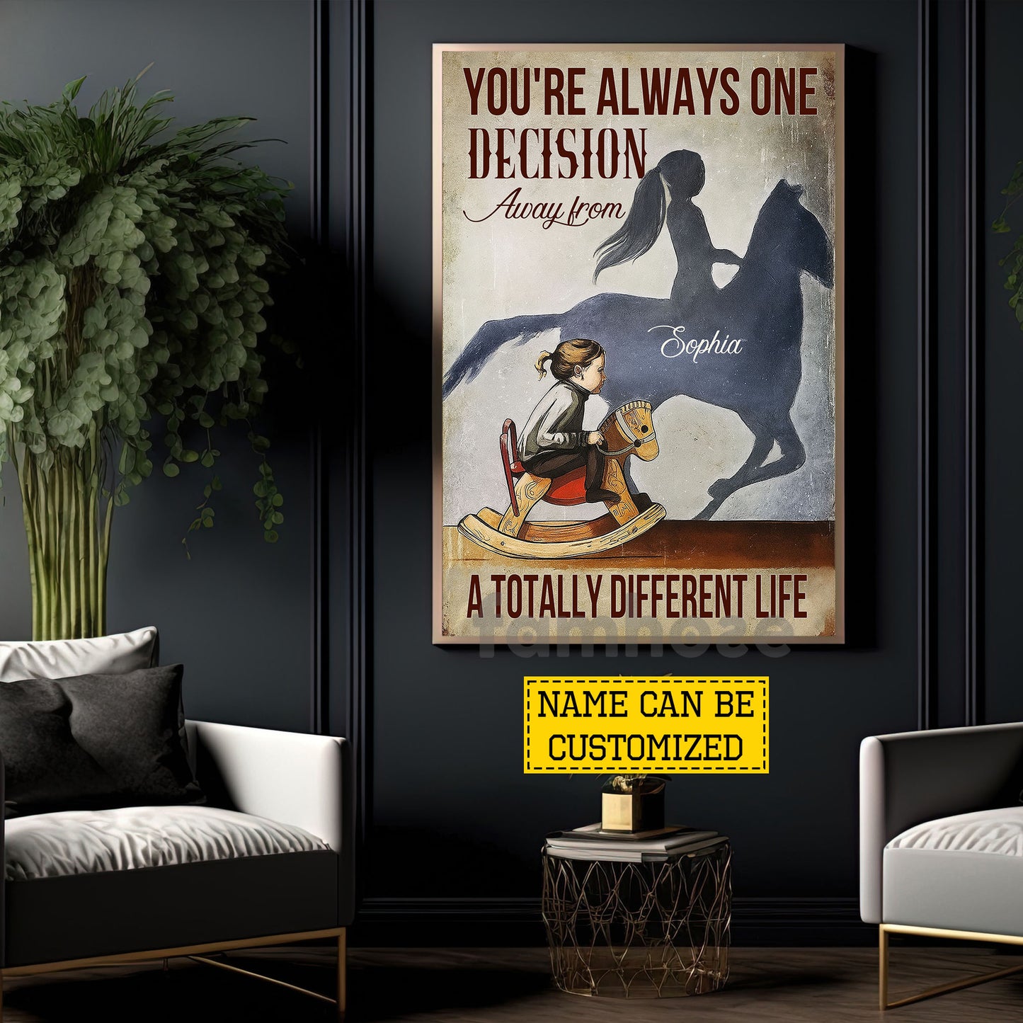 Personalized Horse Riding Girl Canvas Painting, A Totally Different Life Wall Art Decor, Poster Gift For Horse Girl