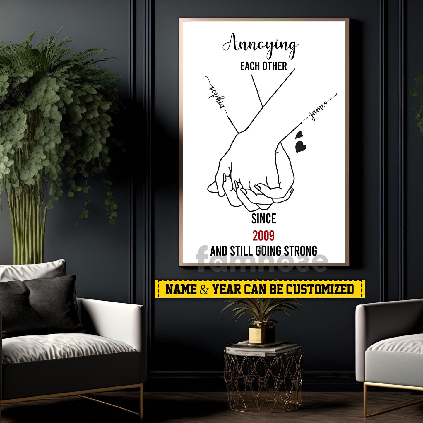 Lovely Personalized Couple Canvas Painting, Annoying Each Other Wall Art Decor, Poster Gift For Couple