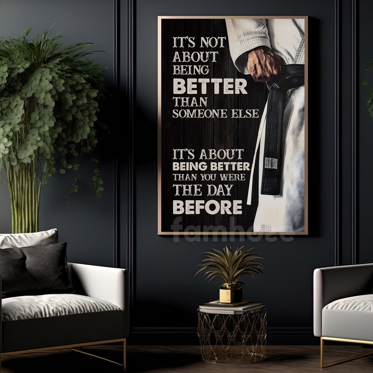 Jiu Jitsu Boy Canvas Painting, It's About Being Better Than You Were The Day Before Inspirational Quotes Wall Art Decor, Poster Gift For Fan Of Jiu Jitsu