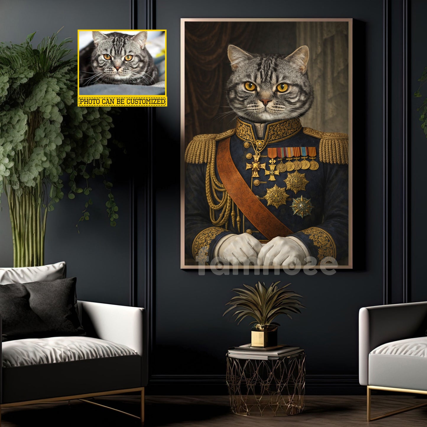 Personalized Victorian Cat Canvas Painting, Noble Cat Portrait Wall Art Decor, Poster Gift For Cat Lovers
